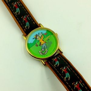 Disney watch goofy golf collectors excellent leather embroidered game